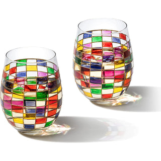 Renaissance Stained Wine Glasses Set Of 2 By Festive Colorful Coffee Cups Stained Wi
