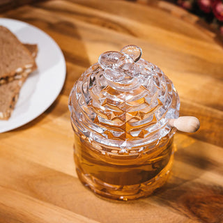 Bee Honey Jar By 5 H Glass Honey Pot With Dipper And Lid Cover For Home Kitchen Hone