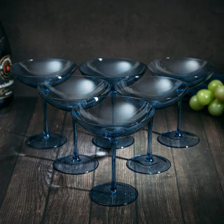 Cobalt Blue Colored Champagne Coupe Glasses 12OZ Set Of 6 By Toasting Glasses Weddin