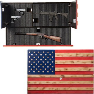 Tactical Rustic Hidden American Flag Gun Storage With Trap Door Wall Storage 35 X 22 5 Firearm Magaz