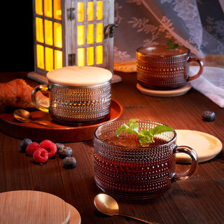 Vintage Hobnail Glass Coffee Mugs Set With Handles Set Of 4 Premium Barware Gift
