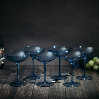 Cobalt Blue Colored Champagne Coupe Glasses 12OZ Set Of 6 By Toasting Glasses Weddin