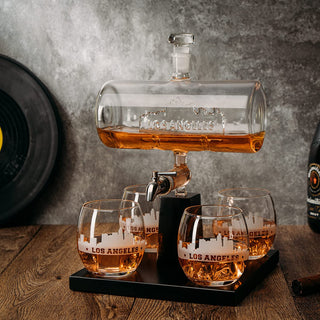 Los Angeles City Of Dreams Wine Whiskey Decanter Set 1100ML By With 4 Whiskey Glasse