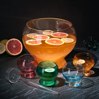 Colorful 3 Gallon Punch Bowl With 4 10OZ Glasses Set With Ladle By 12 H 8 D Colored