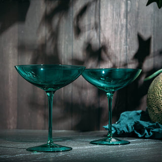 Teal Champagne Colored Coupe Glasses Set Of 2 By Elegant Mimosa Bar Glasses Ideal Fo
