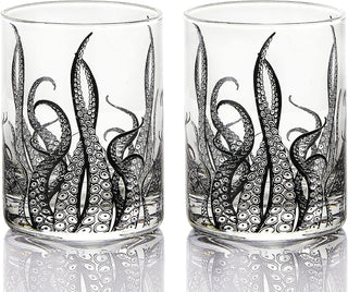Octopus Tentacle Whiskey Glassware Set Of 2 9 Oz Handmade Craft Beer Cocktail Water Bar Rock Glass K