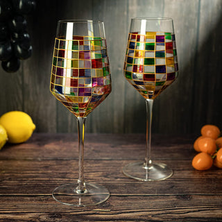Renaissance Stained Wine Glasses Set Of 2 By Festive Colorful Coffee Cups Stained Wi