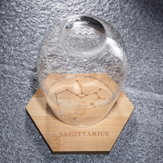 Set Of 2 Zodiac Sign Wine Glasses With 2 Wooden Coasters By Astrology Drinking Glass