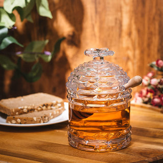 Bee Honey Jar By 5 H Glass Honey Pot With Dipper And Lid Cover For Home Kitchen Hone