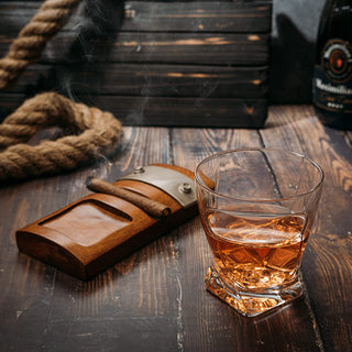 Cigar Glass Coaster With A Whiskey Cigar Glasses Slot To Hold Cigar Whiskey Glass Gi