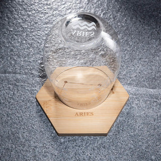 Set Of 2 Zodiac Sign Wine Glasses With 2 Wooden Coasters By Astrology Drinking Glass