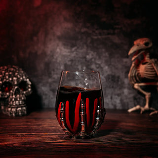 Bloody Skeleton Hand Wine Glass Set Of 2 By 16OZ Skeleton Glasses 5 H Goth Gifts Ske
