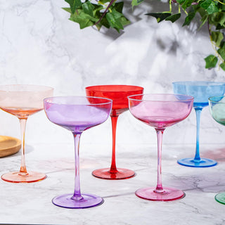 Colored Coupe Glasses Set Of 6 7 Oz Classic Cocktail Glassware For Champagne Martini Manhattan Cosmo