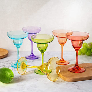 Colorful Margarita Cocktail Glasses Set Of 6 Large 10 25 Oz Premium Barware Gift