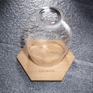 Set Of 2 Zodiac Sign Wine Glasses With 2 Wooden Coasters By Astrology Drinking Glass