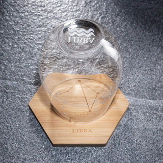 Set Of 2 Zodiac Sign Wine Glasses With 2 Wooden Coasters By Astrology Drinking Glass