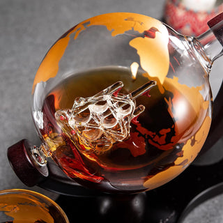 Gold Etched Whiskey Decanter Set Globe With 2 Gold Etched Globe Whisky Glasses Perfect For A Birthda