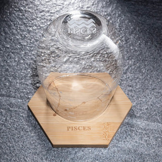 Set Of 2 Zodiac Sign Wine Glasses With 2 Wooden Coasters By Astrology Drinking Glass