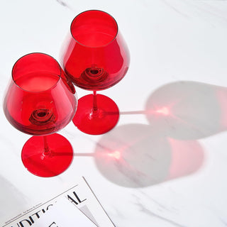 Crystal Christmas Holiday Red Colored Crystal Wine Glass Set Of 2 Gift For Hosting Her Wife Mom Frie