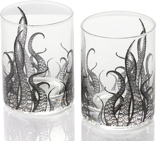 Octopus Tentacle Whiskey Glassware Set Of 2 9 Oz Handmade Craft Beer Cocktail Water Bar Rock Glass K