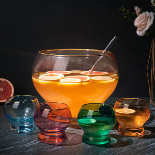 Colorful 3 Gallon Punch Bowl With 4 10OZ Glasses Set With Ladle By 12 H 8 D Colored