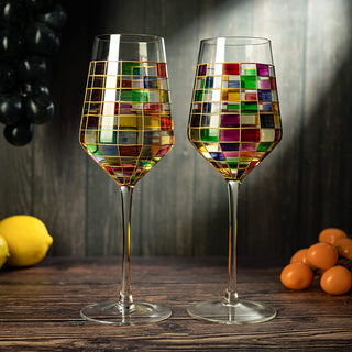 Renaissance Stained Wine Glasses Set Of 2 By Festive Colorful Coffee Cups Stained Wi
