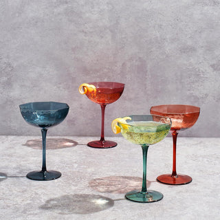 Cocktail Martini Champagne Luxury Angled Coupe Glasses 6 Oz Set Of 4 Muted Colored