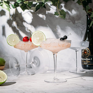 Set Of 4 Ripple Ribbed Champagne Coupe Glasses By Prosecco Mimosa Sherbet Sparkling