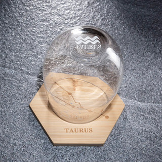 Set Of 2 Zodiac Sign Wine Glasses With 2 Wooden Coasters By Astrology Drinking Glass