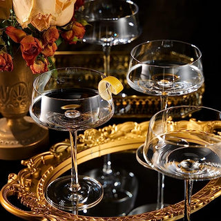 Luxury Martini Glass Set Of 4 10OZ Crystal Luxury Martini With Silver Spoon Premium Hand Blown Class