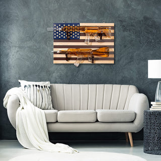 2 Gun Whiskey Decanters Set Ar15 And Ak47 Gun Decanter 1000ML American Flag Wall Rack By The Wine Sa