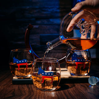 Democratic Party Wine Whiskey Decanter Set Proud Democrat Vote Blue Election Decor Washington Dc Pol