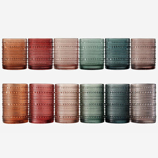 Hobnail Drinking Glasses Pastel Colored Beaded Drinking Set Of 12