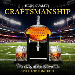 Football Gifts For Men Dad Decanter With Mahogany Holder Field Goal Holder 4 Glasses