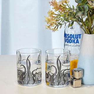 Octopus Tentacle Whiskey Glassware Set Of 2 9 Oz Handmade Craft Beer Cocktail Water Bar Rock Glass K