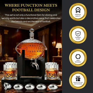 Football Gifts For Men Dad Decanter With Mahogany Holder Field Goal Holder 4 Glasses