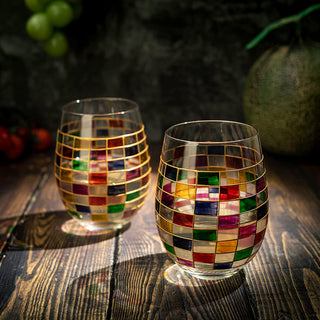 Renaissance Stained Wine Glasses Set Of 2 By Festive Colorful Coffee Cups Stained Wi