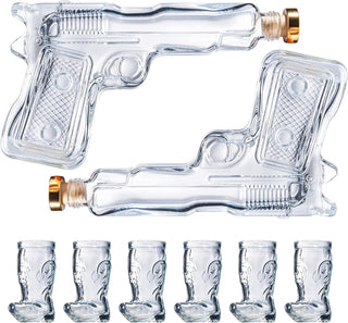 Pistol Whiskey Gun Decanter Pistol Shot Glasses Set Holster Attachment Pourers Stopper 2x 7 7OZ Deca