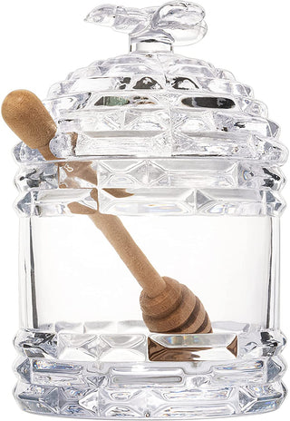 Bee Honey Jar By 5 H Glass Honey Pot With Dipper And Lid Cover For Home Kitchen Hone