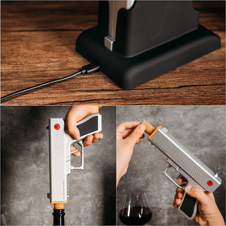 Electric Gun Wine Corkscrew Bottle Opener Rechargeable Holster Base Cordless Battery Automatically O