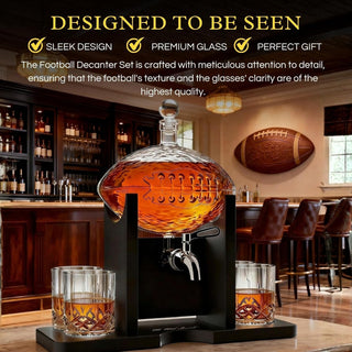 Football Gifts For Men Dad Decanter With Mahogany Holder Field Goal Holder 4 Glasses