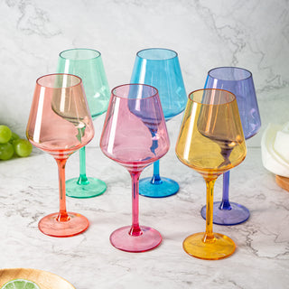 Unbreakable Colored Stemmed Wine Glasses Made From Shatterproof Tritan Bpa Free Plastic Reusable Col