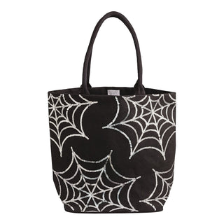 Spider Web Halloween Sparkle Tote