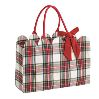 White Tartan Scallop Tote