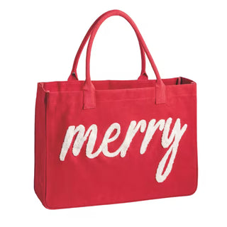 Red Holiday Bouclé Tote
