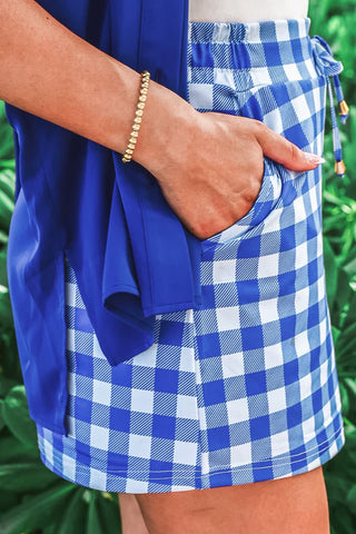 Shades of Blue Gingham Skort