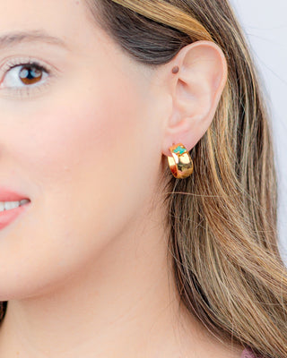 Emerald Gold Hoop Earrings