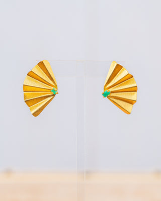 Emerald Fan Studs