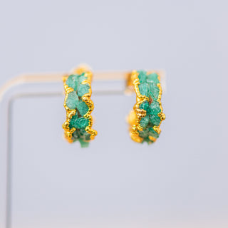 Emerald Gems Mini Hoop Earrings