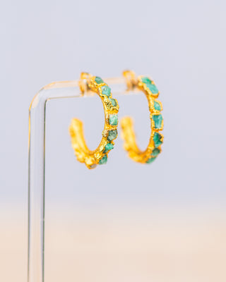 Emerald Gems Hoop Earrings